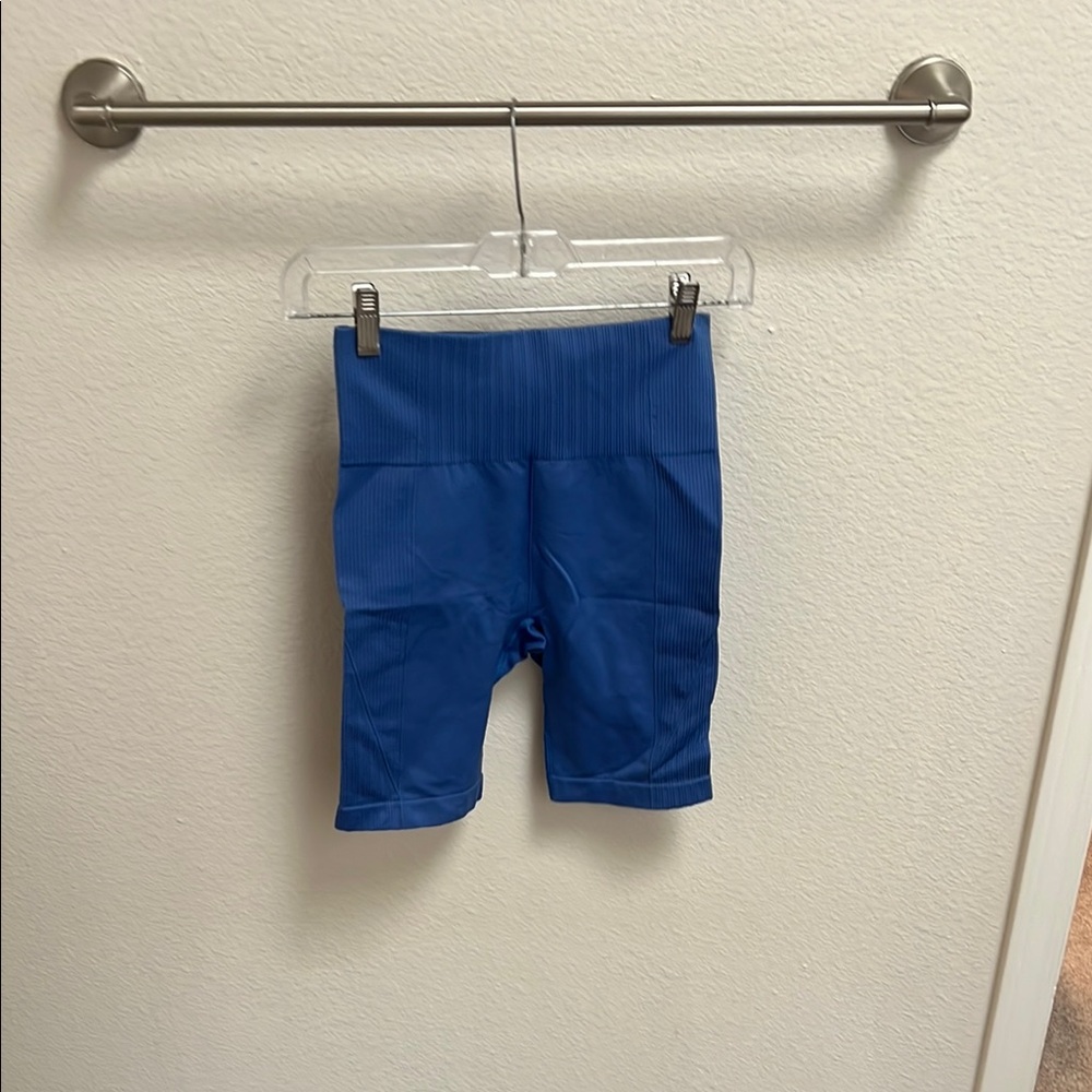 Blue High-Waisted Biker Shorts
